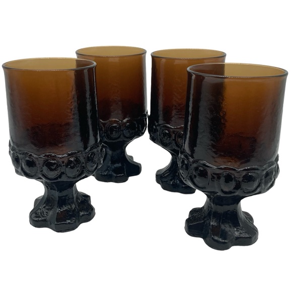 Vintage Tiffin Franciscan Madeira smoke brown goblets